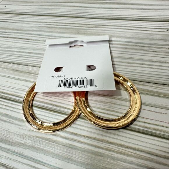 JUICY COUTURE RHINESTONE EMBELLISHED GOLD TONE HOOP EARRINGS NWT - Picture 2 of 3